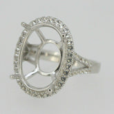 Sterling Silver Semi Mount Ring Setting Oval OV 20x15mm Double Halo Topaz - Syzjewelry